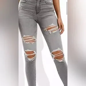 Grey ripped American eagle jeans